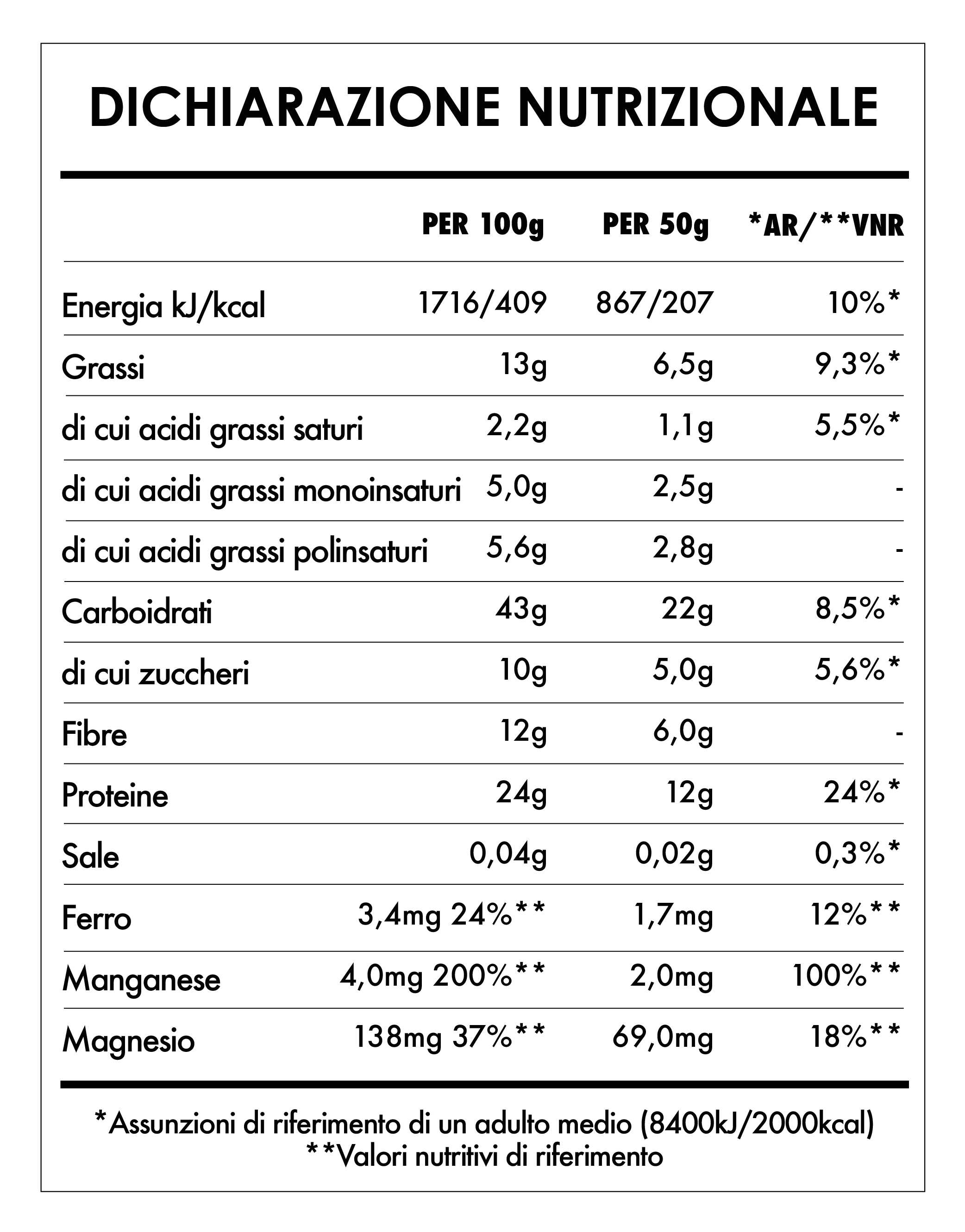 Tabela Nutricional - Super Colazione Extra Proteica - Frutti di Bosco